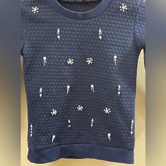 Haani Girls Top Navy Jeweled Long Sleeve Shirt Size 10 - Picture 3 of 6